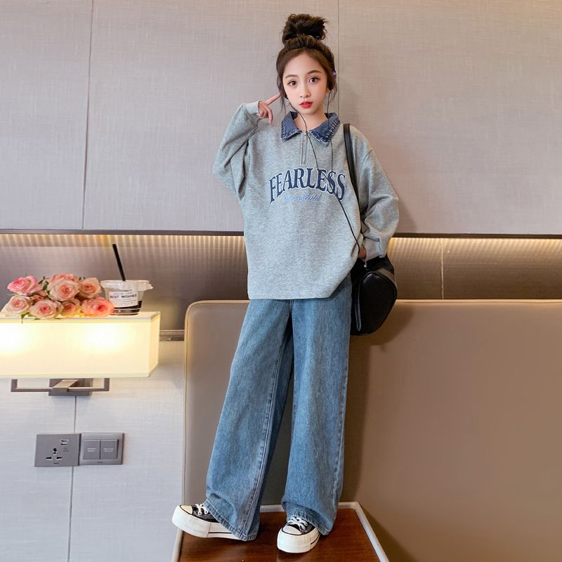 女童春裝套裝2023新款兒童時髦洋氣春秋衣服女大童春季網紅衛衣潮