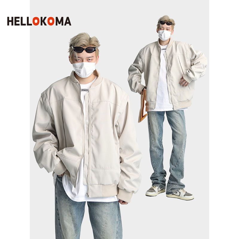 HK trendy men's American hiphop jacket niche jacket does not hit the high street retro tooling jacket baseball uniform female