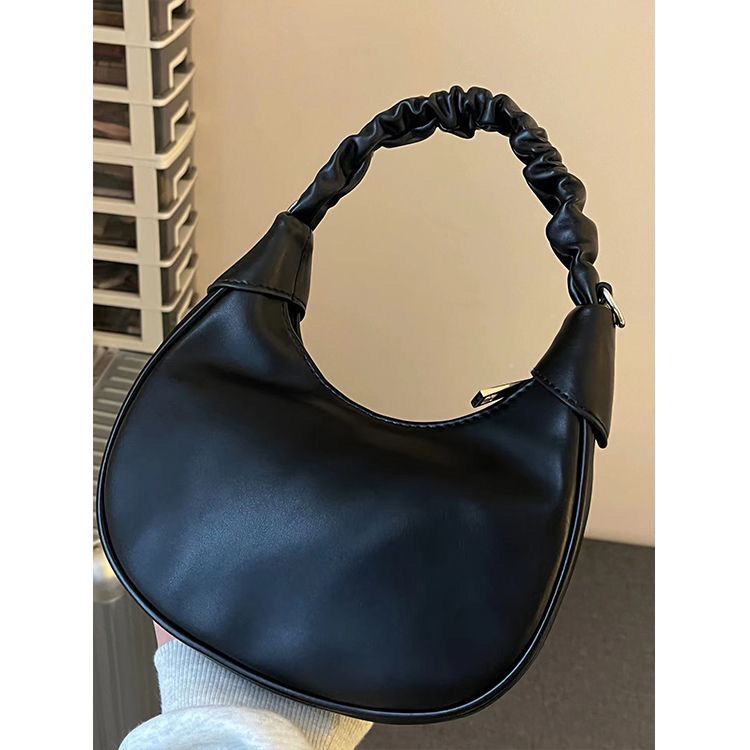Niche design pleated cloud bag female crescent bag crossbody semicircle saddle bag ins Korean version  new