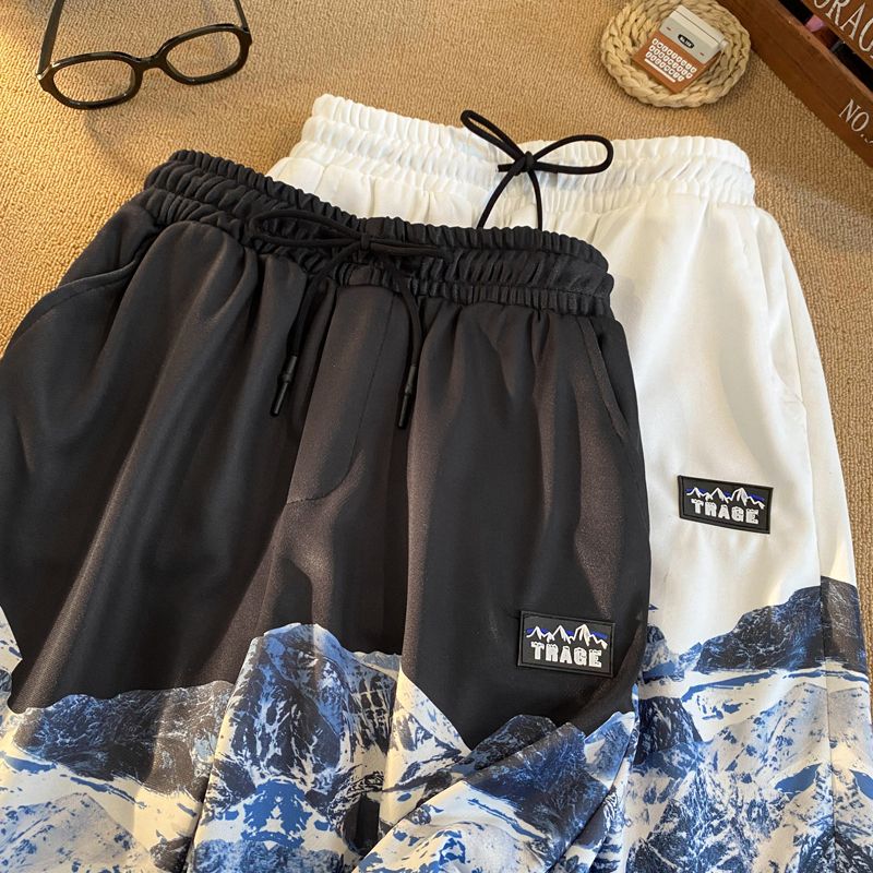 新款全套沙滩裤运动短裤男夏季美式潮流外穿大裤衩宽松休闲五分裤