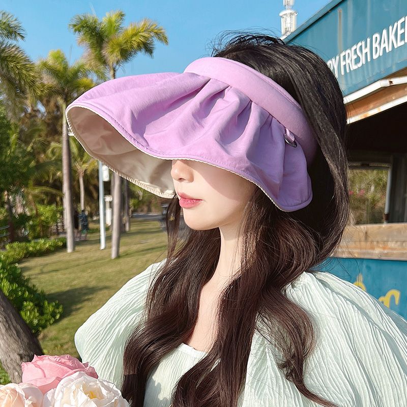 Sun protection sun visor women's summer new anti-UV empty top shell hat headband sun hat folding beach hat