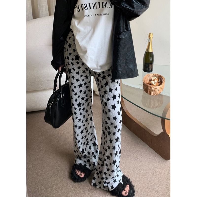 Star drape floor mopping micro-flared casual pants women's spring and autumn new design sense loose and thin wide-leg pants pants
