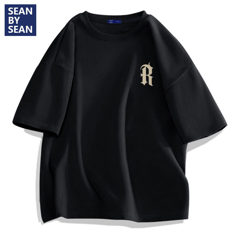 SEANBYSEAN純棉t恤男夏季新款美式男生潮牌高街寬鬆上衣男士短袖