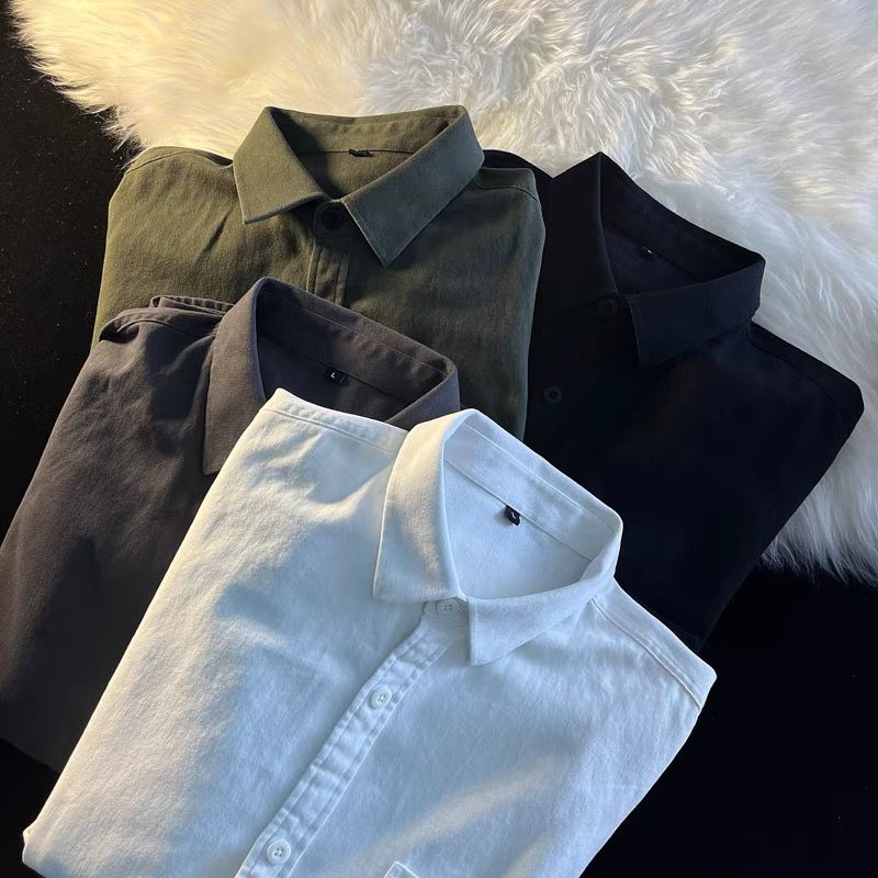 High-end white shirt, long-sleeved jacket for men, spring and autumn suit with bottoming shirt, casual shirt with vest