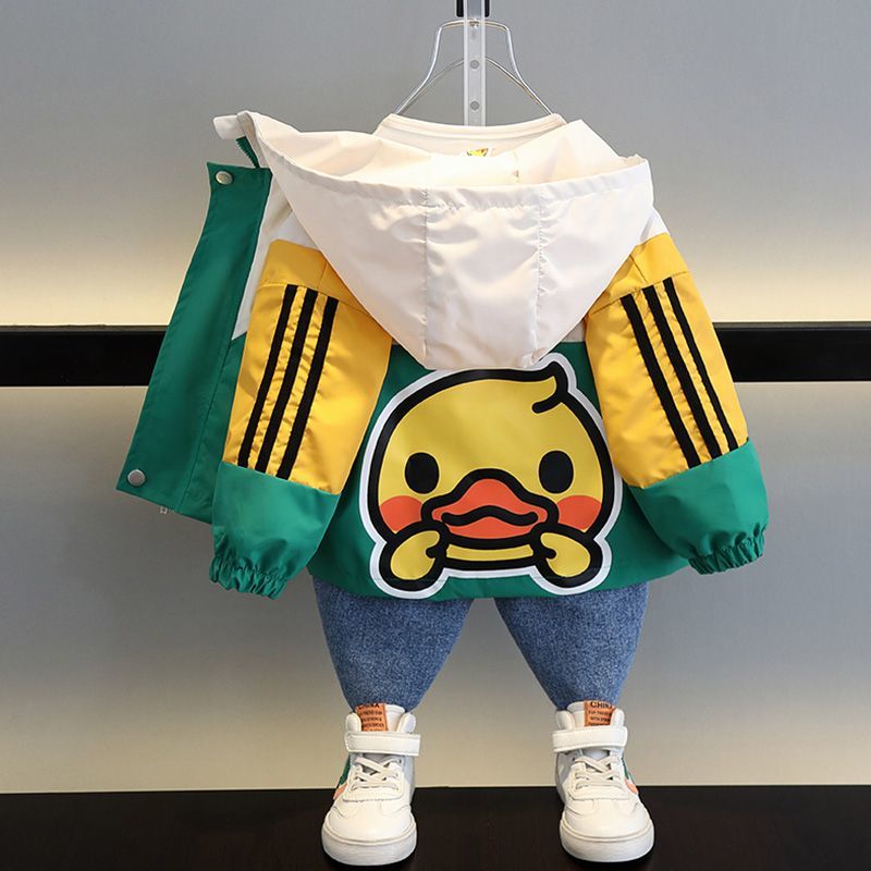 小黃鴨童裝男童春秋裝外套2023新款洋氣寶寶衣服男孩兒童連帽上衣