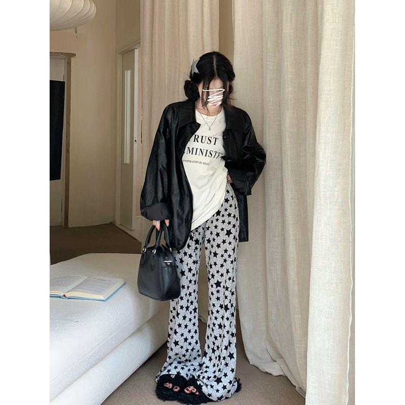 Star drape floor mopping micro-flared casual pants women's spring and autumn new design sense loose and thin wide-leg pants pants