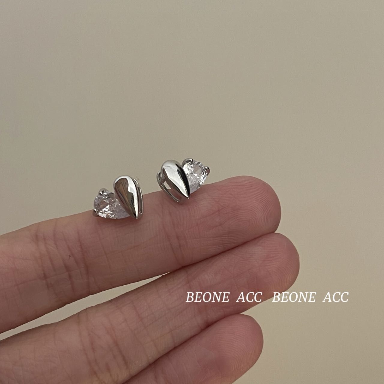 beoneacc小巧精緻鋯石愛心水滴耳釘高級感耳飾氣質小眾設計耳環女