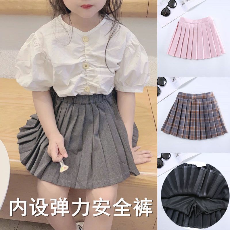 Girls Short Skirt 2023 Spring New Little Girls Pleated Skirt Korean Style Western Style College Style Spring and Summer Children's Skirt