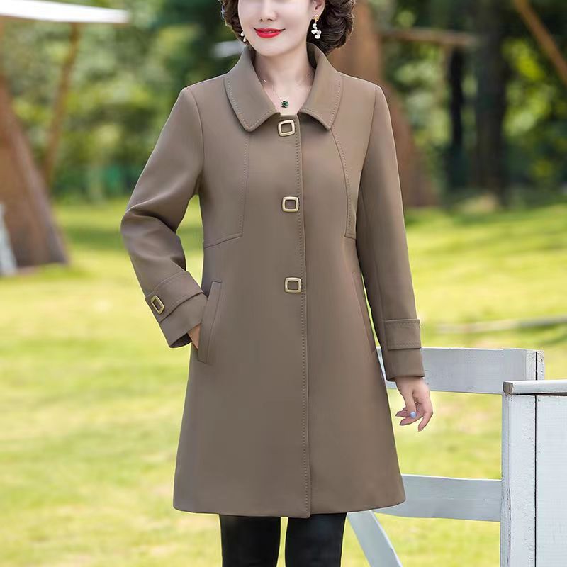 高档中老年妈妈装春装50到60岁春秋外套风衣女2023新款洋气大衣 - 17