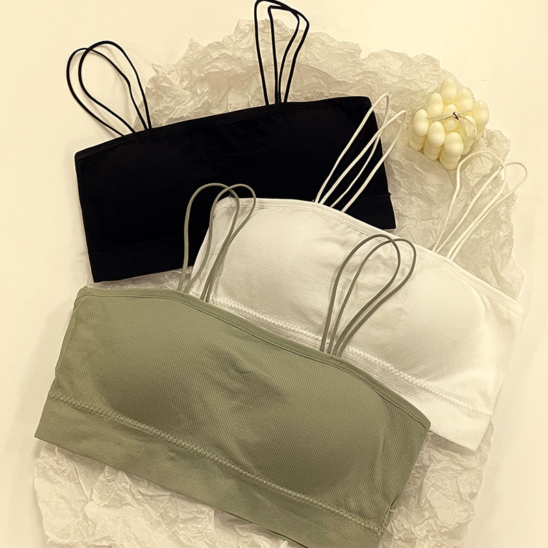 Sports Girls Underwear Gathering Shockproof Running Anti-Sagging Tube Top Beautiful Back Showing Chest Small No Steel Ring Camisole Vest
