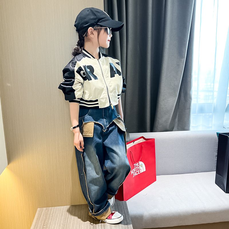 女童春秋外套新款儿童时髦洋气运动休闲夹克开衫棒球服爆款潮