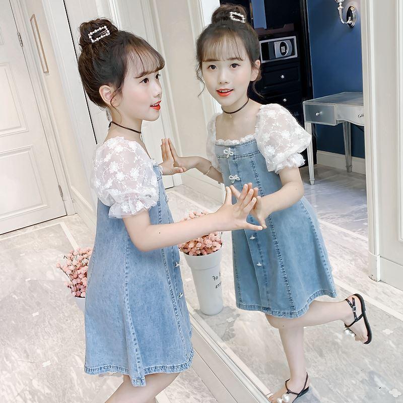 牛仔裙女童兒童夏天裙子薄款小學生連衣裙大童夏款兒童連衣裙ins