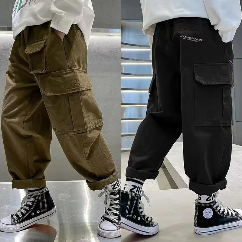 Boys' handsome overalls ins Korean style medium and large children's trendy multi-pocket fashionable leggings children's casual trousers