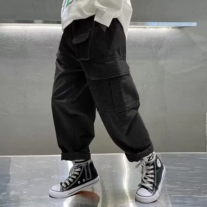 Boys' handsome overalls ins Korean style medium and large children's trendy multi-pocket fashionable leggings children's casual trousers