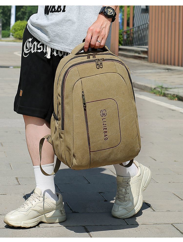 Mochila informal de lona para hombre y mujer, bolso de viaje a la moda, mochila minimalista, estudiante de secundaria, novedad de 2023_voghion.com