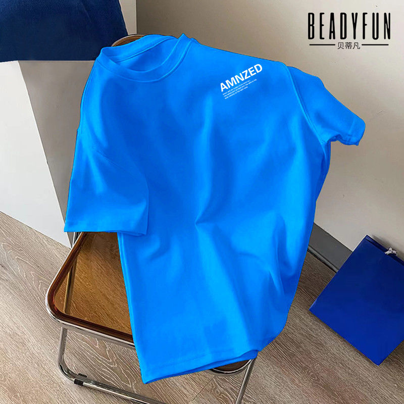 BEADYFUN trendy brand short-sleeved T-shirts for men and women in summer versatile loose five-quarter sleeve students Hong Kong style casual tops