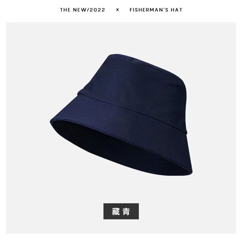 Fisherman hat female 2022 new autumn and winter plain face all-match black big head circumference spring and autumn show face small bucket basin hat