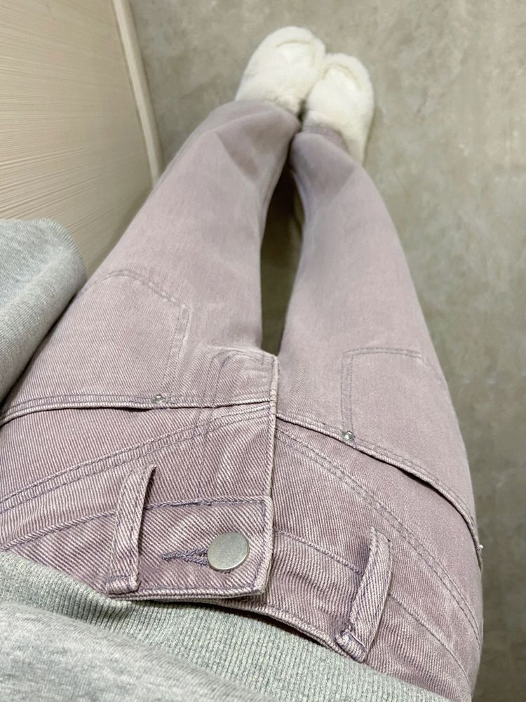 美式高街紫色阔腿牛仔裤女春秋新款高腰显瘦复古设计感直筒拖地裤