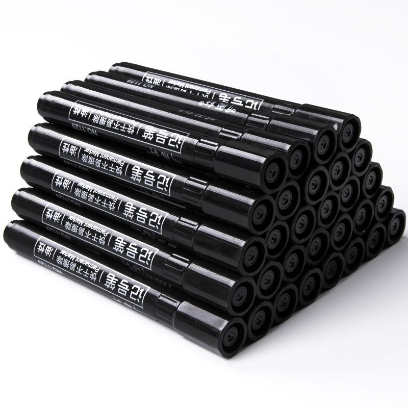 黑色记号笔大容量油性防水100支大头笔马克笔不可擦物流快递耐用2