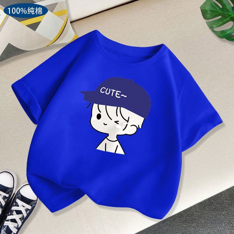 Children's clothing children's short-sleeved t-shirt pure cotton summer boys and girls handsome fried street middle and big children small half-sleeved shirt summer tops