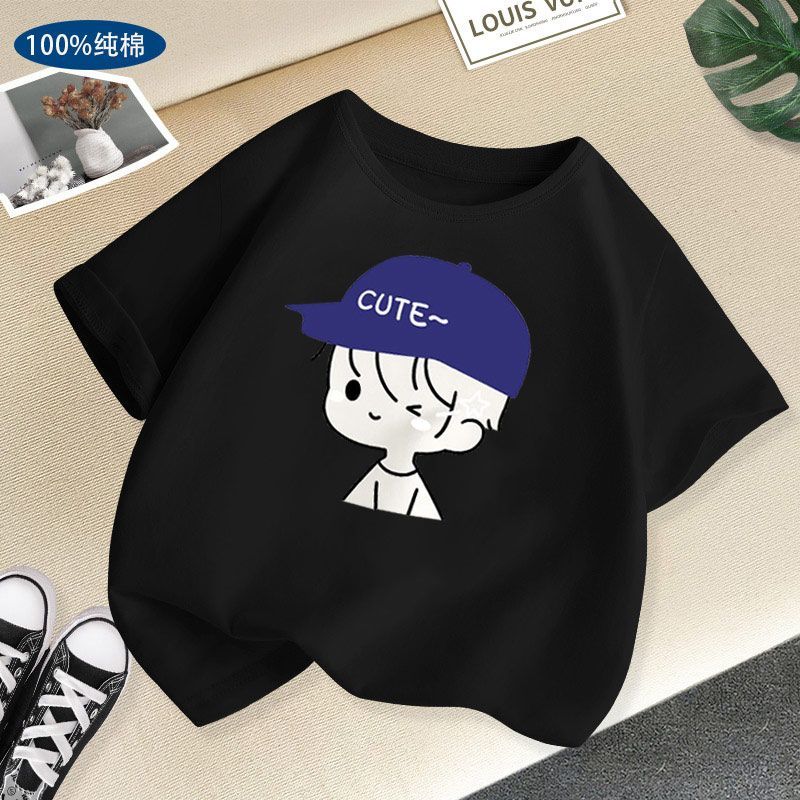 Children's clothing children's short-sleeved t-shirt pure cotton summer boys and girls handsome fried street middle and big children small half-sleeved shirt summer tops