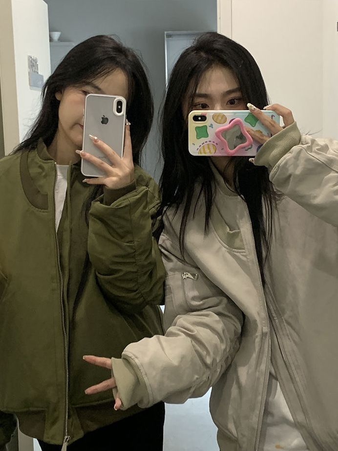 Off-white baseball jacket female spring and autumn new American retro ins design sense niche jacket top trend