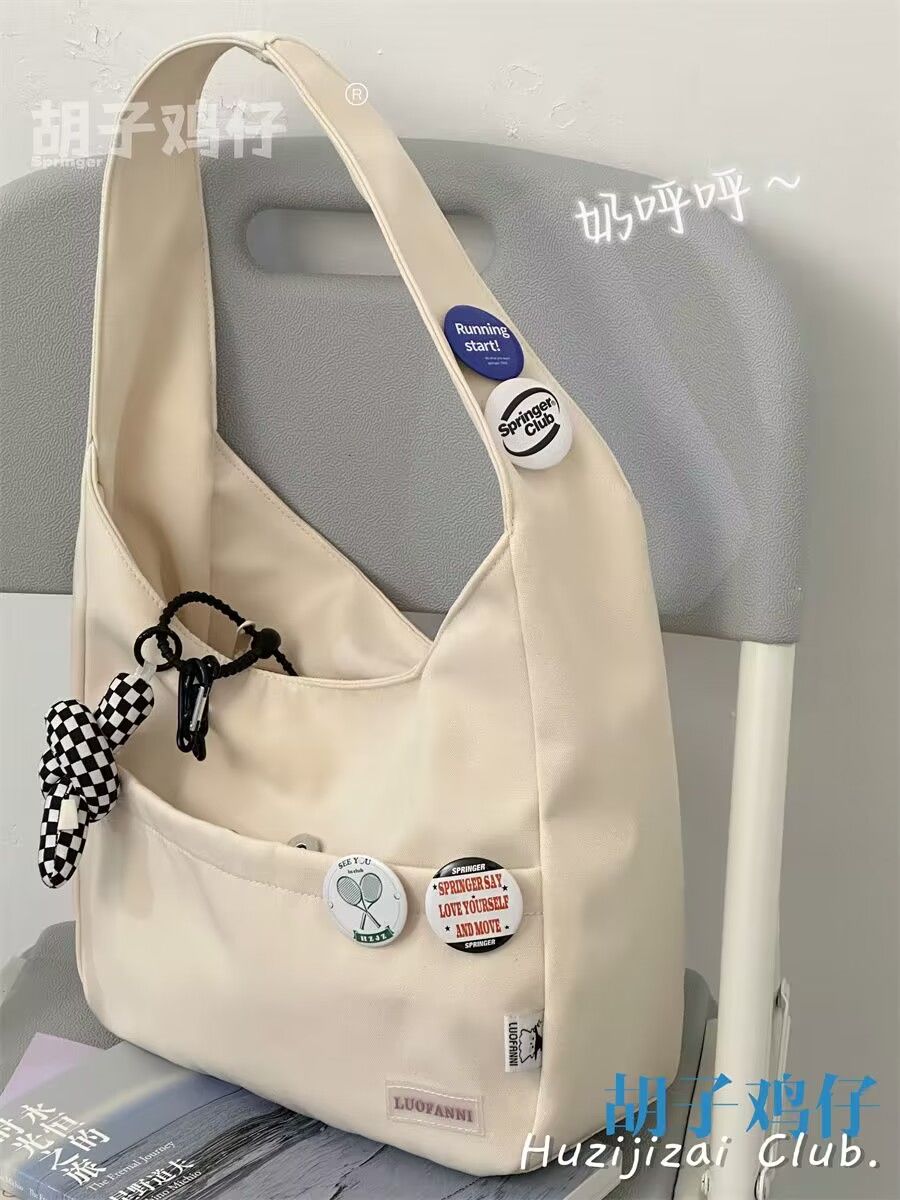 Solid color simple versatile handbag female Korean version girl student class shoulder bag large capacity commuter tote bag