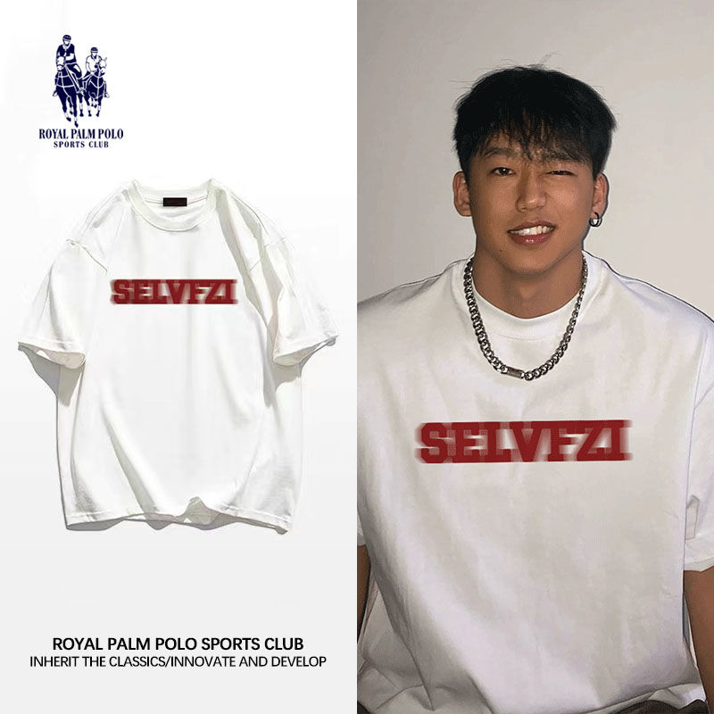 ROYAL PALM POLO美式復古重磅潮牌純棉短袖T恤男生夏寬鬆半袖上衣