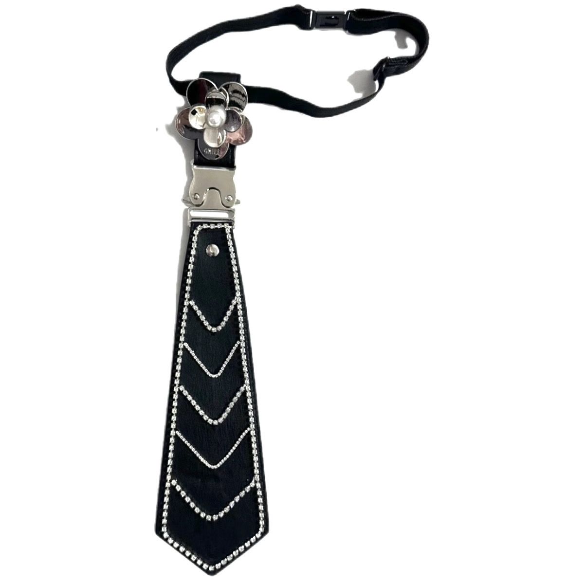 Cravatta stile diamante alla moda piccola e profumata, cravatta in pelle di alta qualità, fiore, diamante brillante, cervo che salta femminile_voghion.com