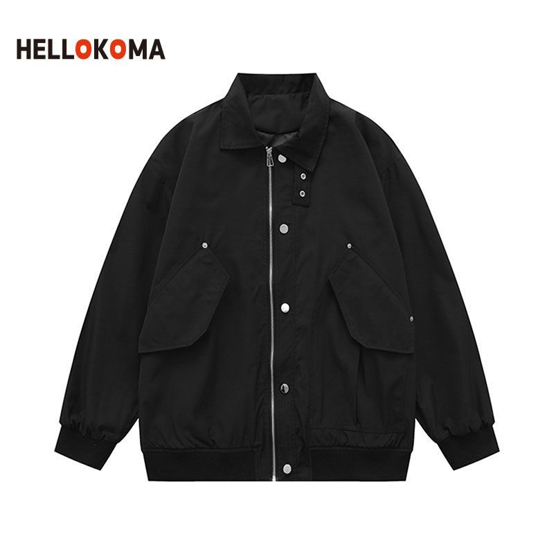 HK asymmetric neckline design sense American hiphop trendy brand bomber jacket jacket men's stormtrooper women's trendy cool