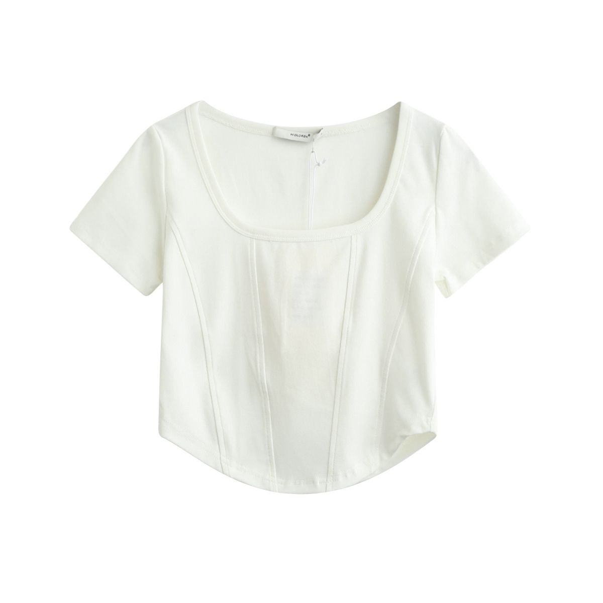 Fishbone short-sleeved inst shirt female slim short top summer pure desire Korean version square collar slim fit niche hot girl top