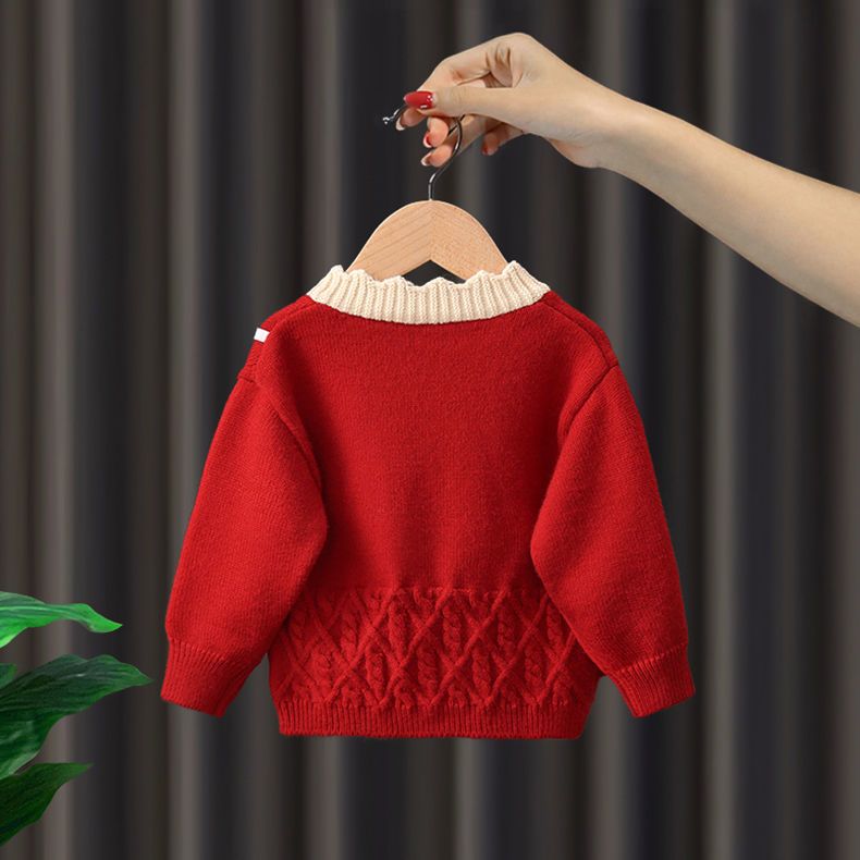女童毛衣开衫春秋装2025新款婴幼儿韩版针织衫儿童女宝宝洋气外套