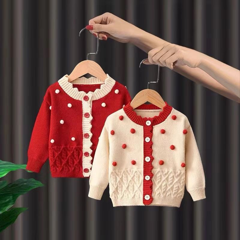 女童毛衣开衫春秋装2025新款婴幼儿韩版针织衫儿童女宝宝洋气外套