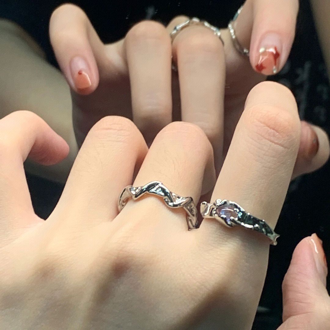 月光石不规则戒指女小众设计甜酷开口可调节个性轻奢高级感指环