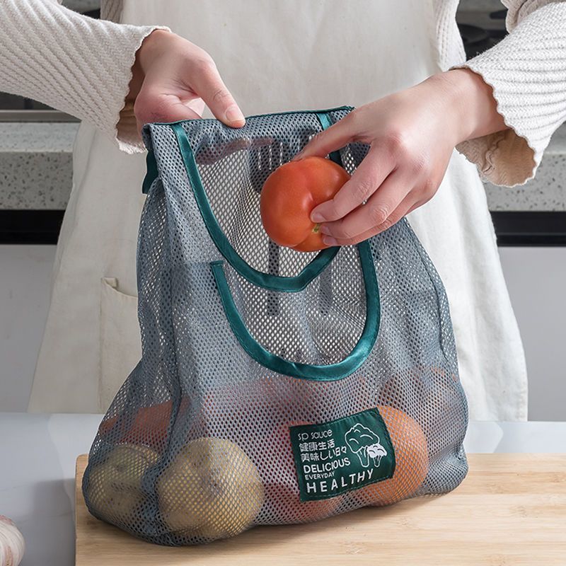 Kitchen good things household fruit and vegetable net bag hanging bag wall-mounted storage bag hanging pocket portable breathable vegetable bag net pocket