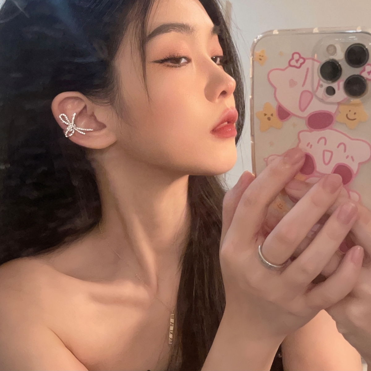 蝴蝶結耳夾女無耳洞耳骨夾2023年新款潮輕奢小眾高級感冷淡風耳飾