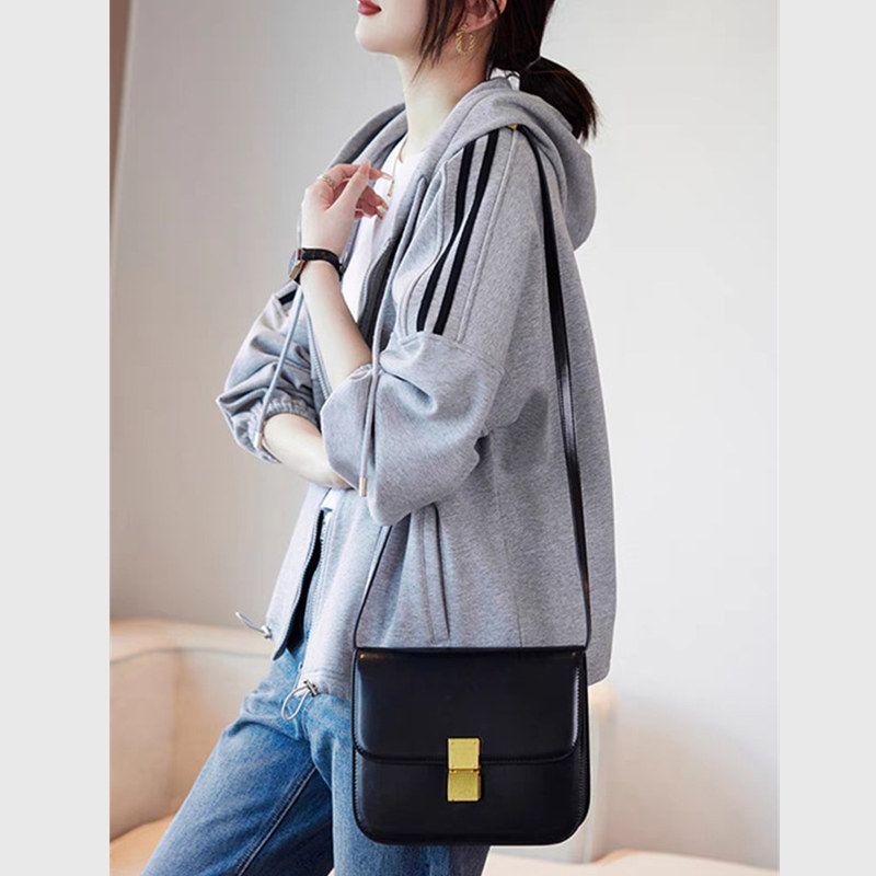 New spring hooded baseball uniform for women, new fashionable sports and casual women's clothing, loose, flesh-covering, slimming, dropped shoulder sleeves short jacket