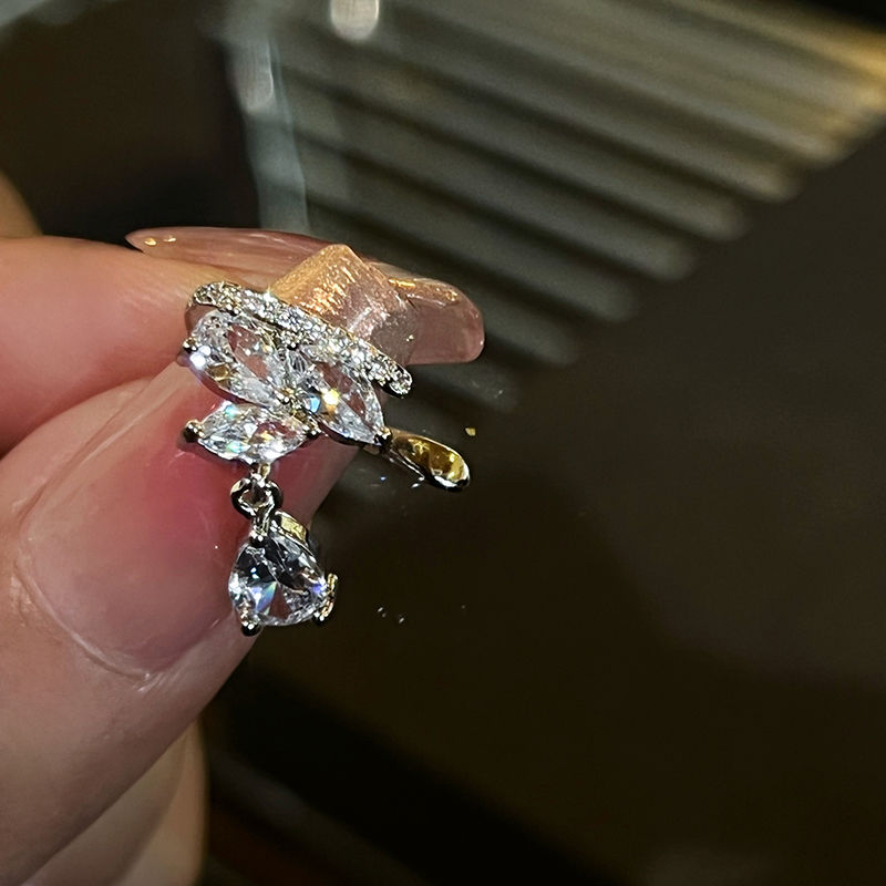 女團私藏法式水滴耳骨夾無耳洞女輕奢耳環高級時尚2023新款耳飾