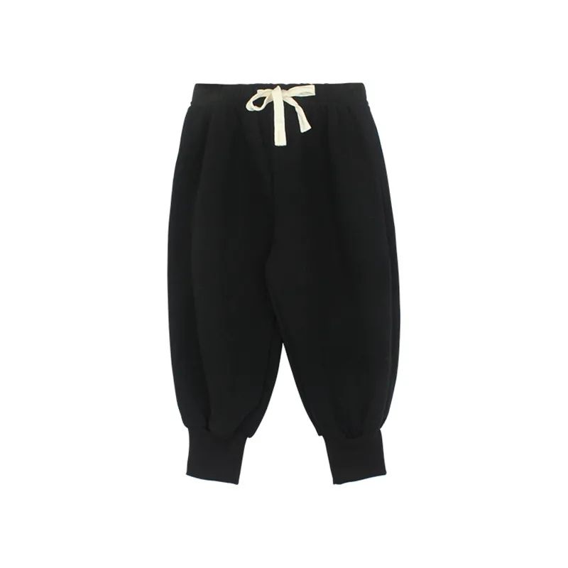  Spring New Boys and Girls Casual Pants Children's Lace-Up Solid Color Foot Pants Harem Pants Versatile Baby Trousers
