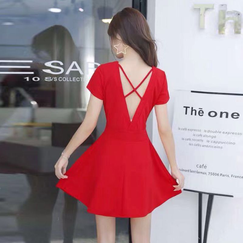 Nightclub sexy dress low-cut backless bar skirt slimming belly cover nightclub women's temperament night work clothes