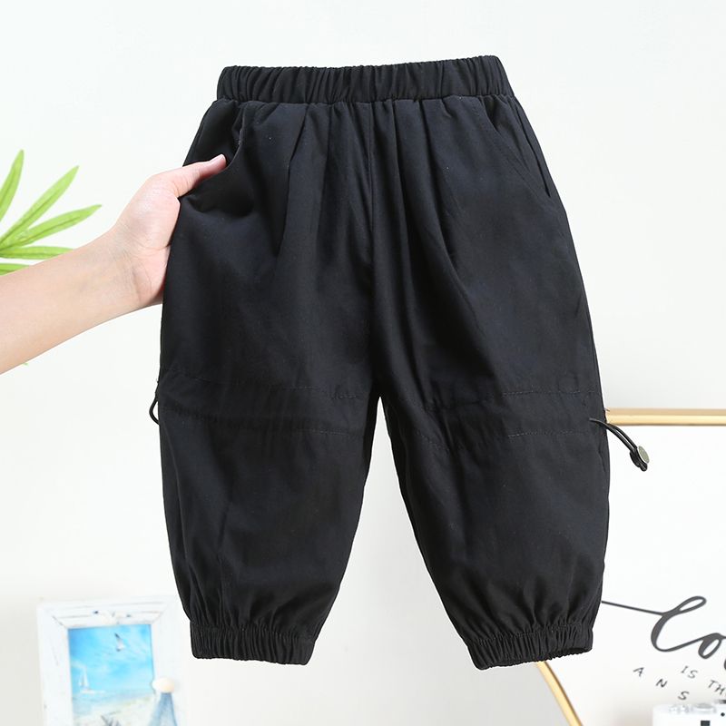  spring fashion boys and girls all-match stitching loose casual pants Korean children's foreign color drawstring pants