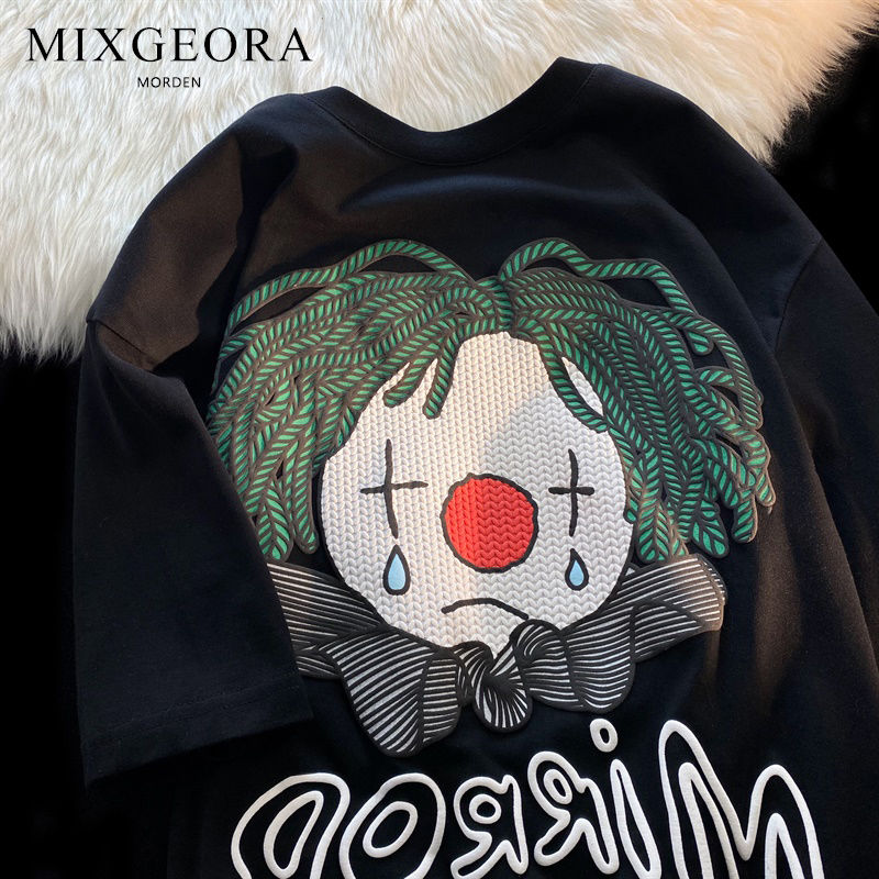 MIXGEORA短袖t恤男薄款潮流寬鬆情侶春秋款休閒百搭內搭體恤衣服