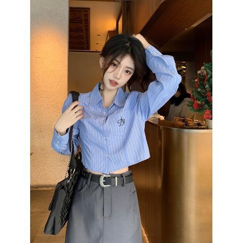 Early Spring American College Style Knitted Cardigan Suit Skirt Retro V-neck Sweater Shirt High Waist Skirt Three-piece Set