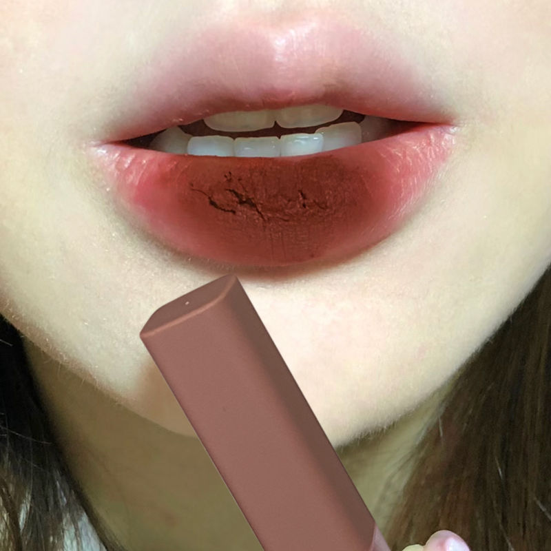 烏木冷咖棕!輕緞唇釉啞光霧面口紅不掉色不沾杯女學生黨顯白唇泥