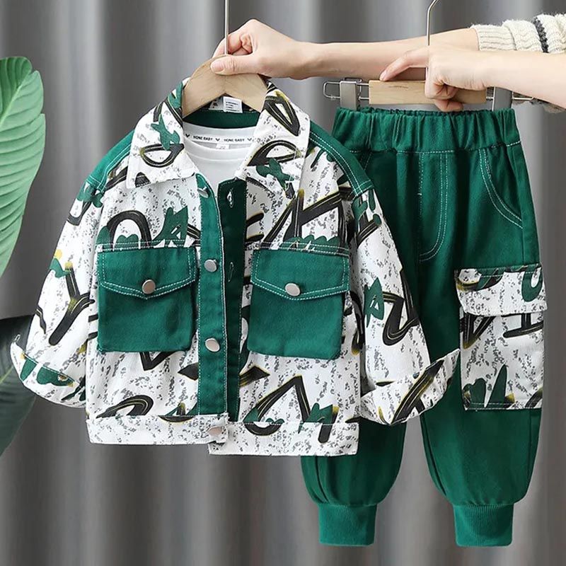 Boys' Trendy Two-piece Set Jacket And Pants Children's Outfit_voghion.com
