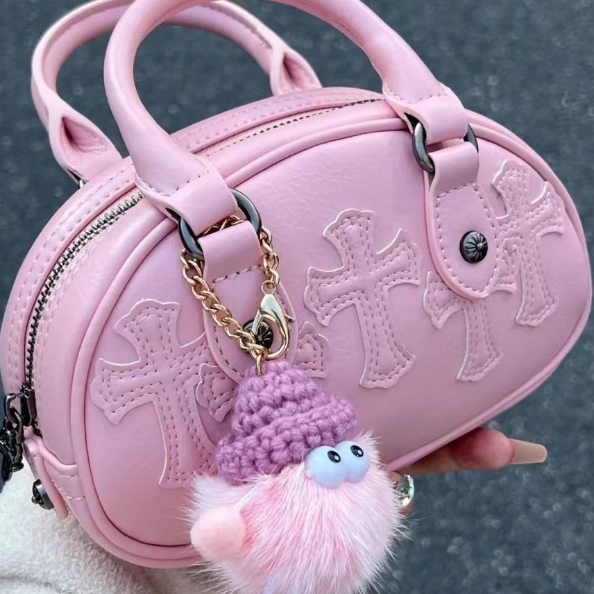 Pink bowling niche handbag high-end mini bag  new messenger small bag for women
