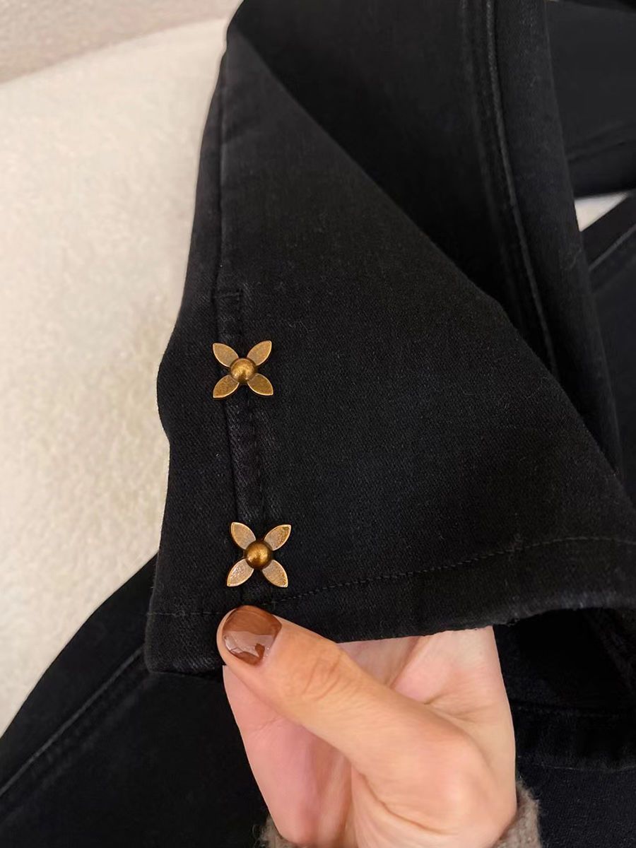 大碼胖妹妹黑色直筒九分牛仔褲女春款梨形身材高腰顯瘦彈力煙筒褲