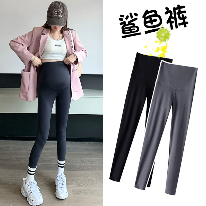 Xizhengjiao Maternity Pants Spring and Autumn Style Shark Pants Spring High-elastic Abdominal Support Leggings Yoga Barbie Pants for Women