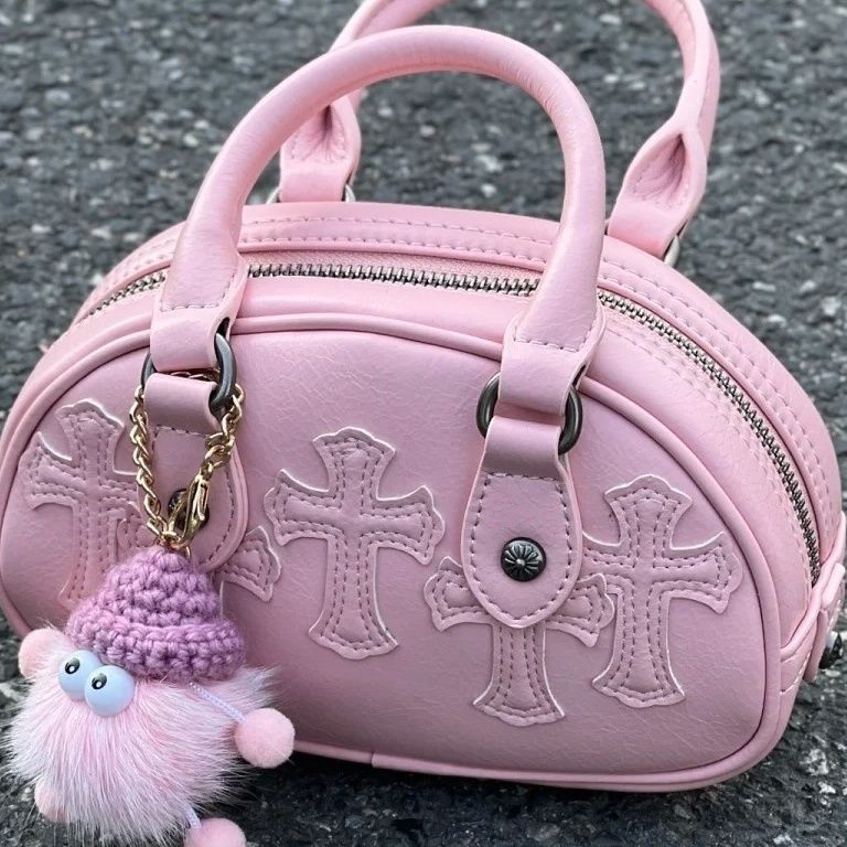 Pink bowling niche handbag high-end mini bag  new messenger small bag for women