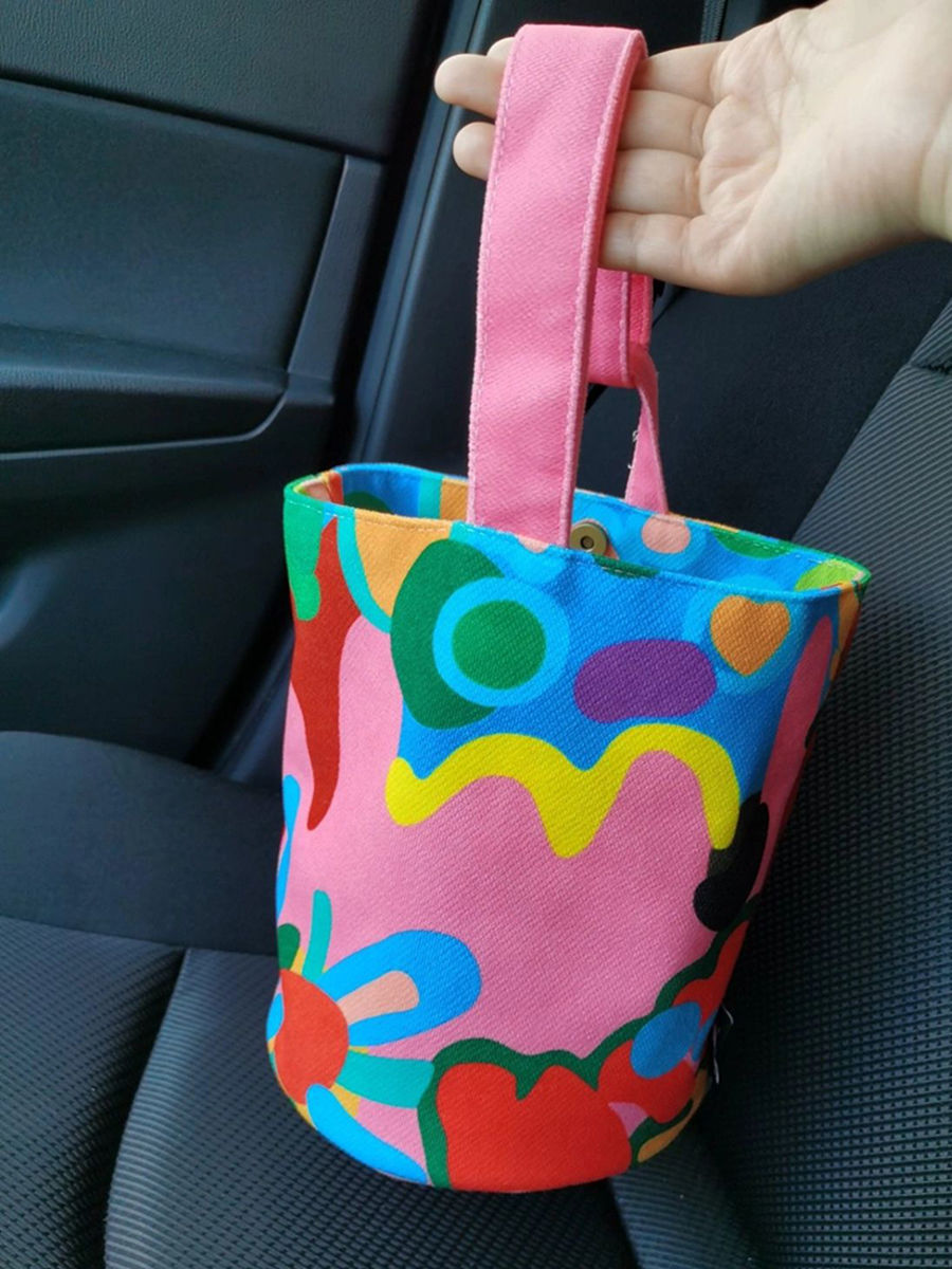 High-value personalized design bag women 2023 new fashion canvas graffiti large-capacity portable single-shoulder bucket bag